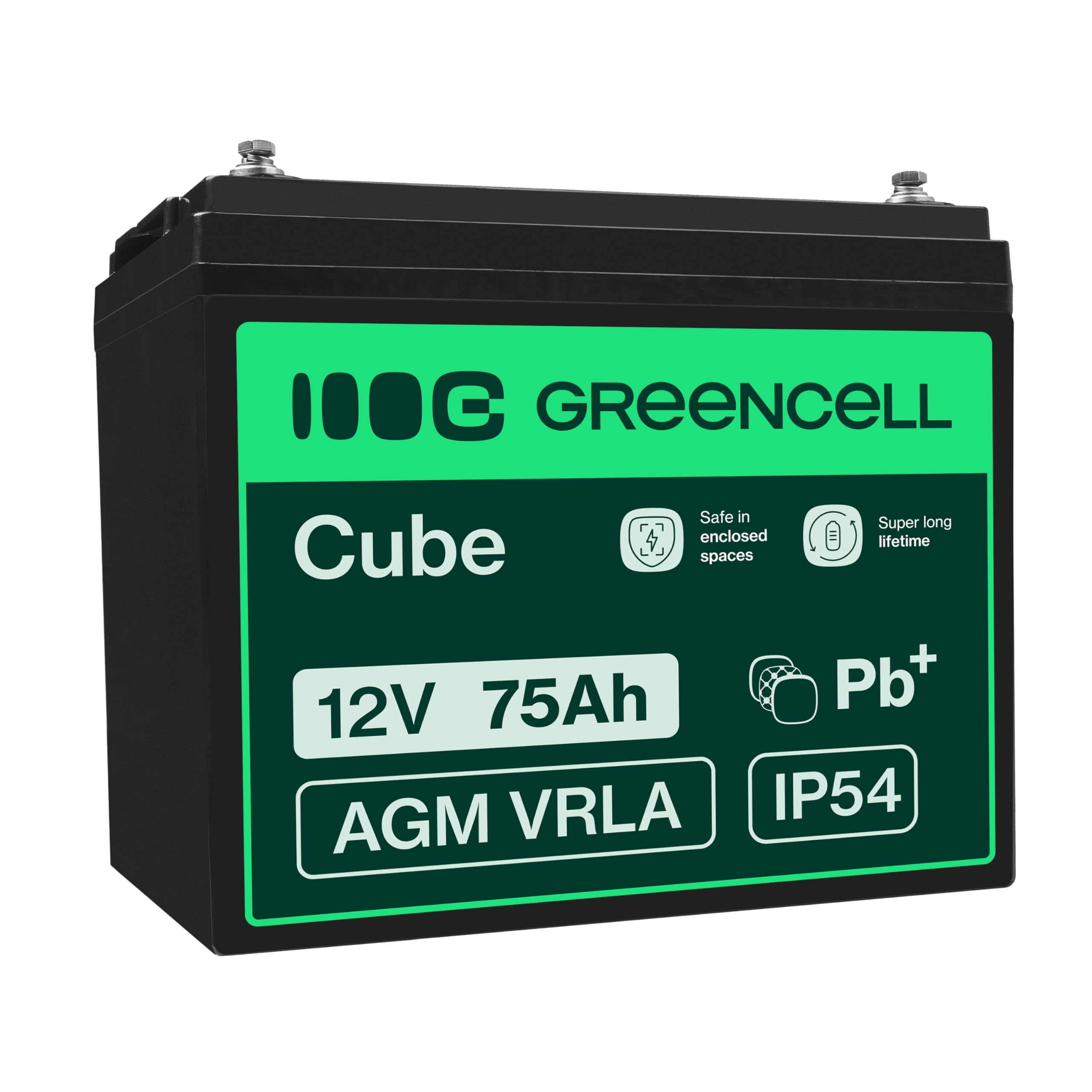 GreenCell AGM Battery 12V 75Ah Lead Acid Sealed VRLA No Maintenance Rechargeable Replacement Batteries Children's Toys Alarm Fail Scales Fence