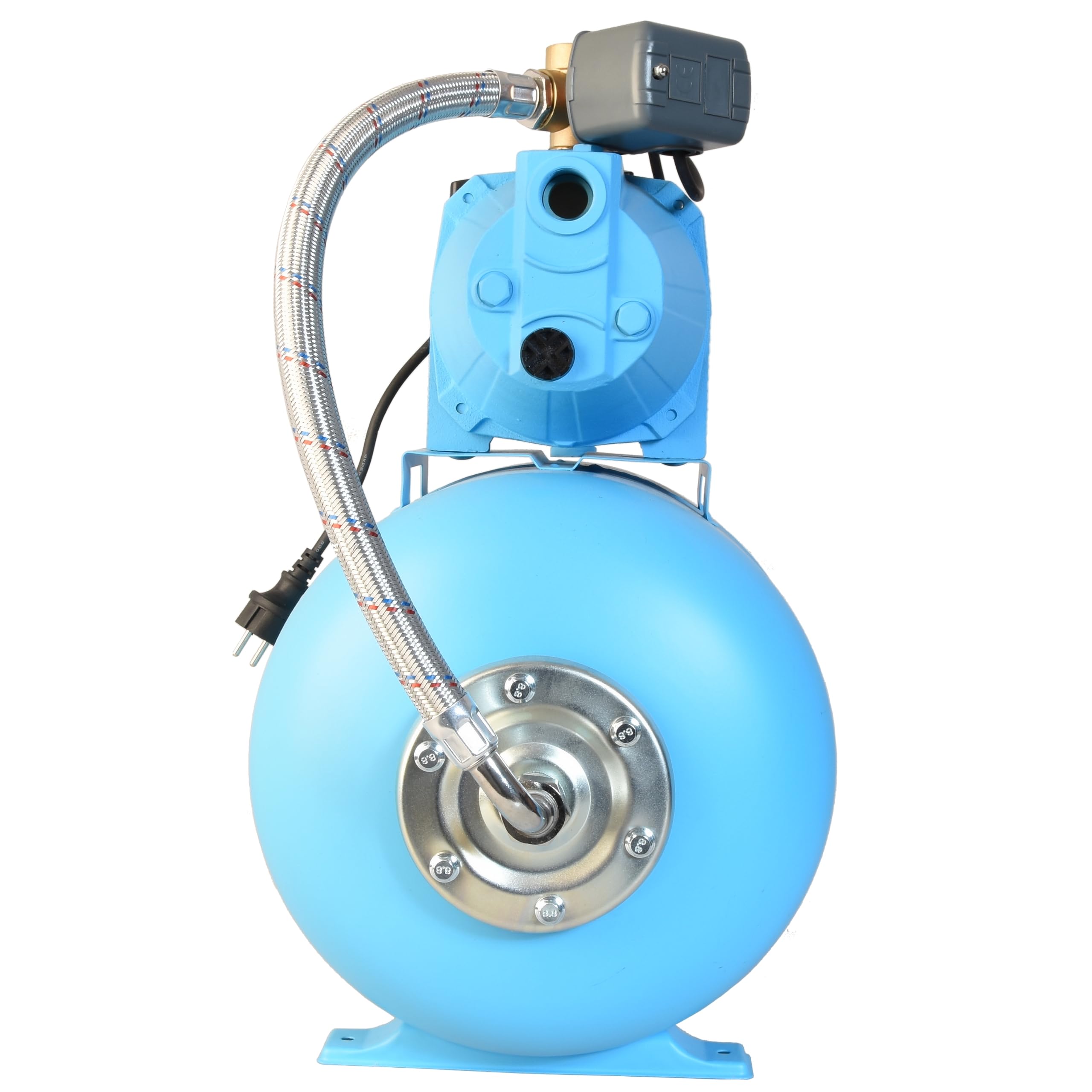 Hauswasserwerk SET 100S - Geräuscharmer Hochdruck-Wasserpumpe 3600L/H - Pumpe zur Hauswasserversorgung mit 50L Membrankessel - Gußeisen - 1100W max Förderhöhe 50m - Ideal für Gartenbewässerung