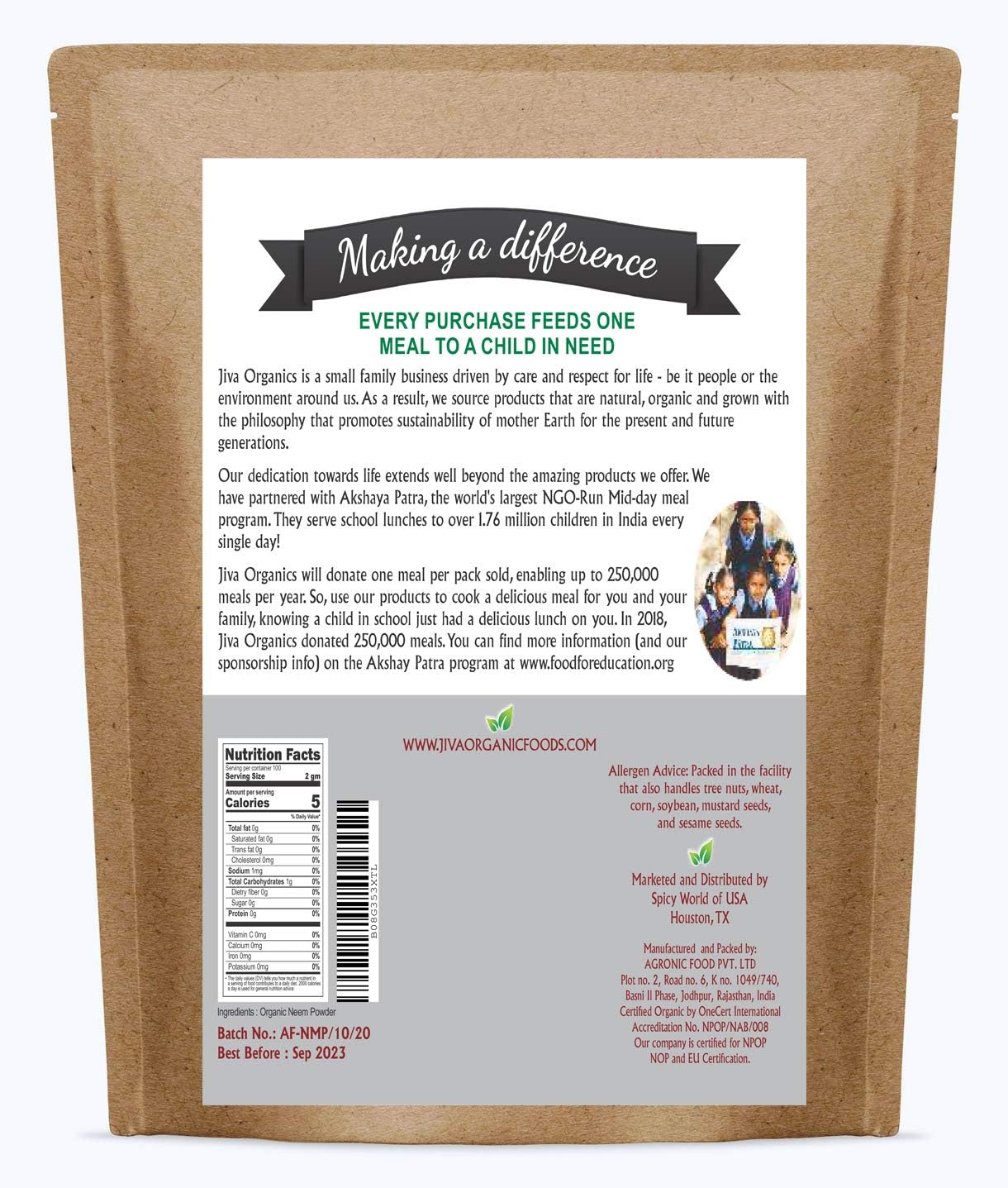 Jiva Organics Organic Neem Leaf Powder 1.5 Pound Bulk Bag - Azadirachta Indica - Pure & Natural Ayurvedic Herb - Neem Powder for Eating, Skin, Gums, and More! - Image 9