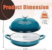 Vista 2 de Horno de Pan Redondo de Hierro Fundido Esmaltado, Horno Holandés de Hierro Fundido de 6 Qt para Hornear Pan Casero de Masa Madre, Olla de Cúpula