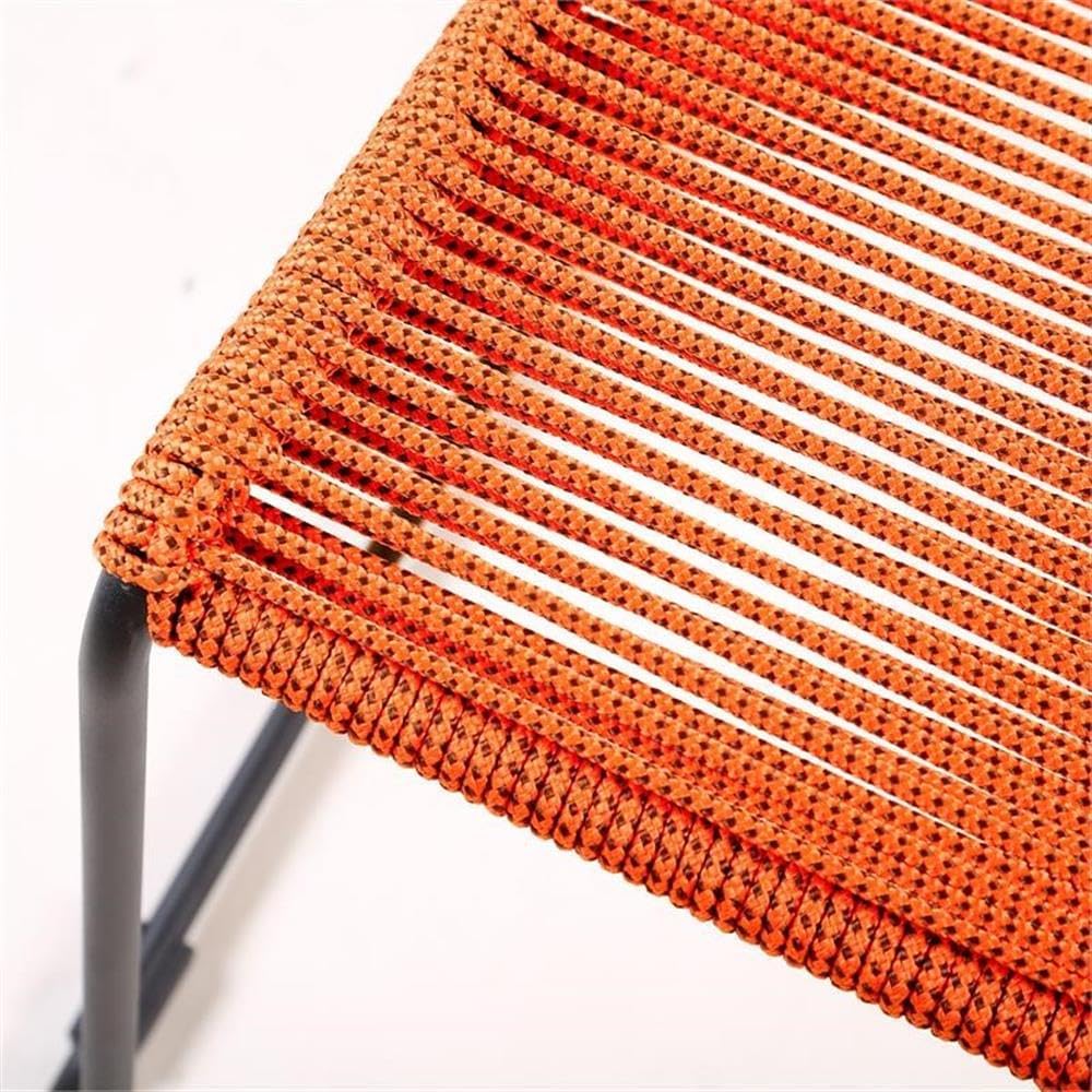 Bowery Hill Outdoor Dining Chairs, 18.5" Seat Height, Rope Fabric, Tangerine Orange and Black Finish, Lightweight Stackable Design, Sled Legs, UV- and Water-Resistant, Set of 2 for Patio or Indoor Use