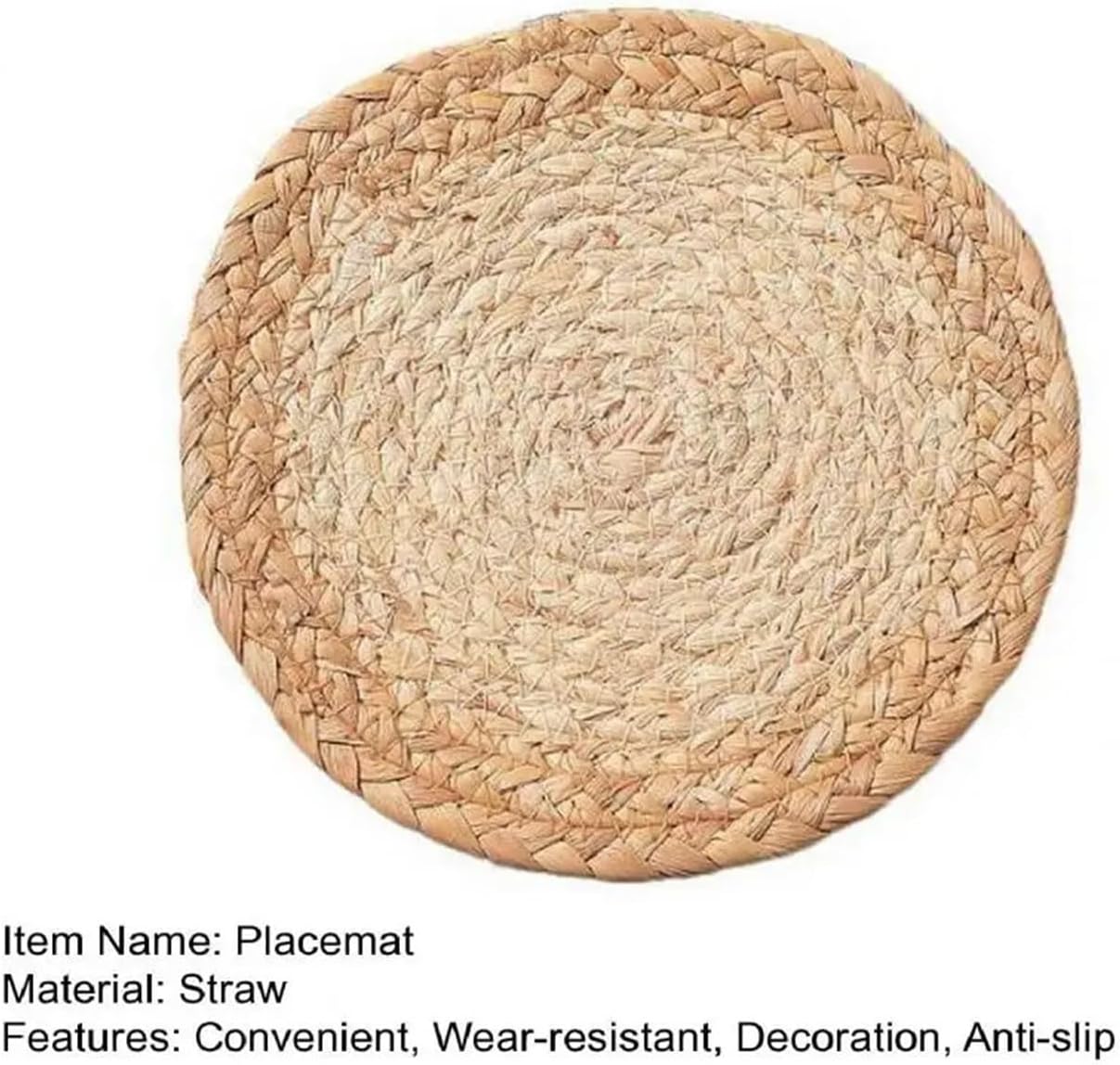 Straw Placemat Heat Table Mat Reusable Anti-Slip Coaster for Dining Table Kitchen Decoration (Color : Large)