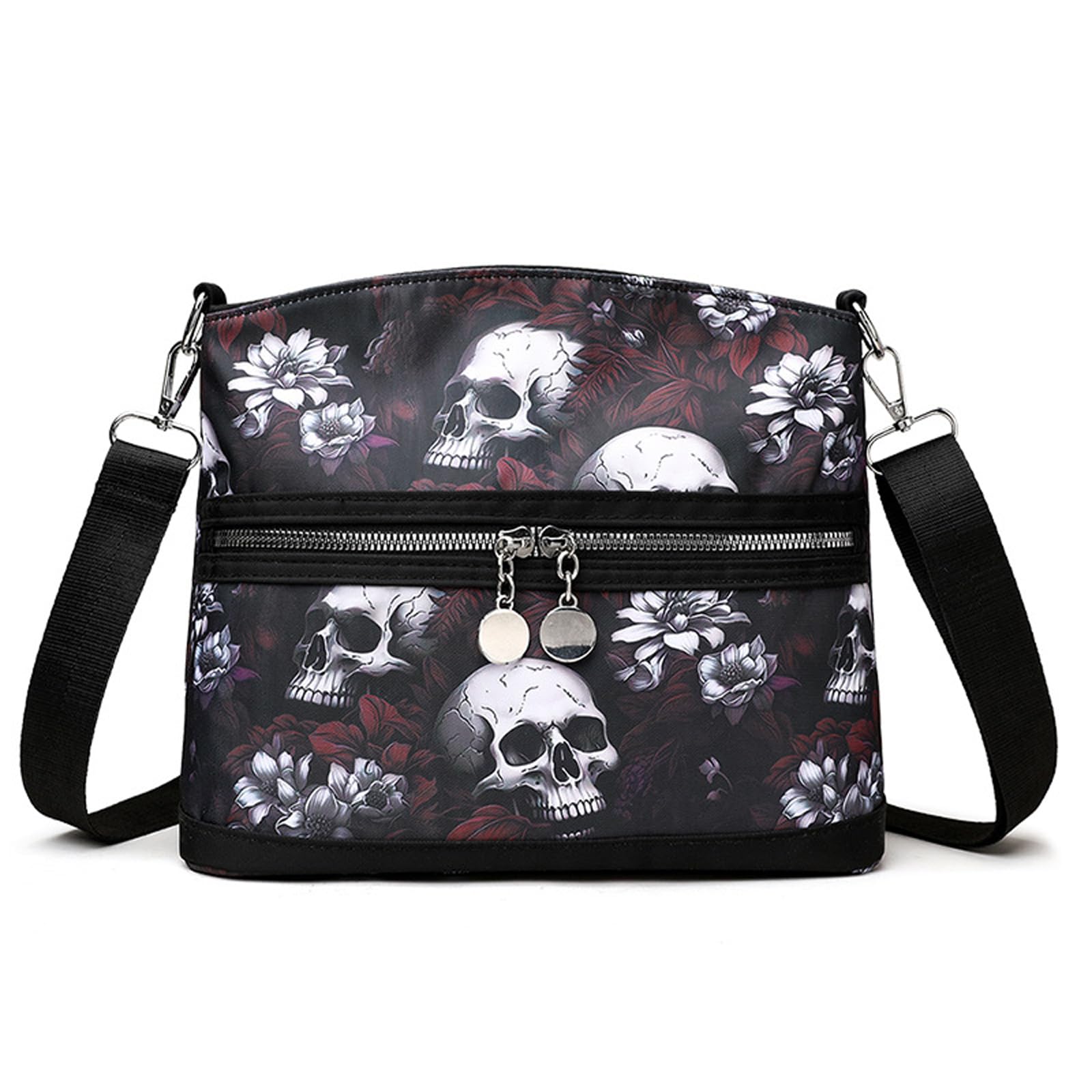 MEOKIM Women's Skull Shoulder Bag, Gothic Skull Wallet Y2k Backpack Street Hippie Backpack (red,One Size)