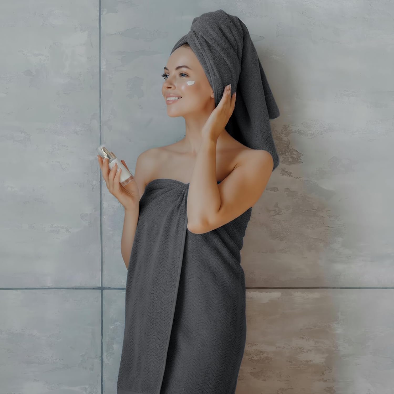 SmoothNovelty 4 Pcs Oversized Bath Towels 40 x 80 Inch, Extra Large Bath Sheets Microfiber Lightweight & Quick Dry, Jumbo Shower Towels for Adults Beach, Gym, Pool, Spa, Travel (Dark Gray)