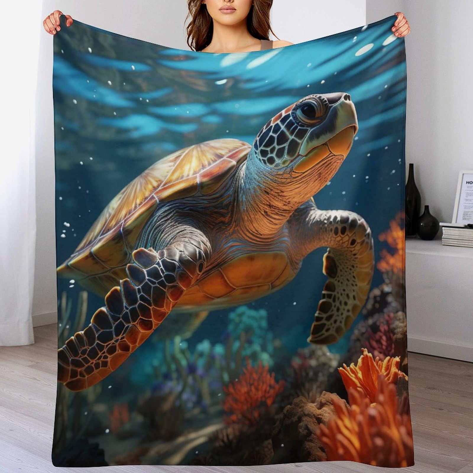 Couverture polaire tortue de mer : fini le froid sur le canapé avec ce plaid doux