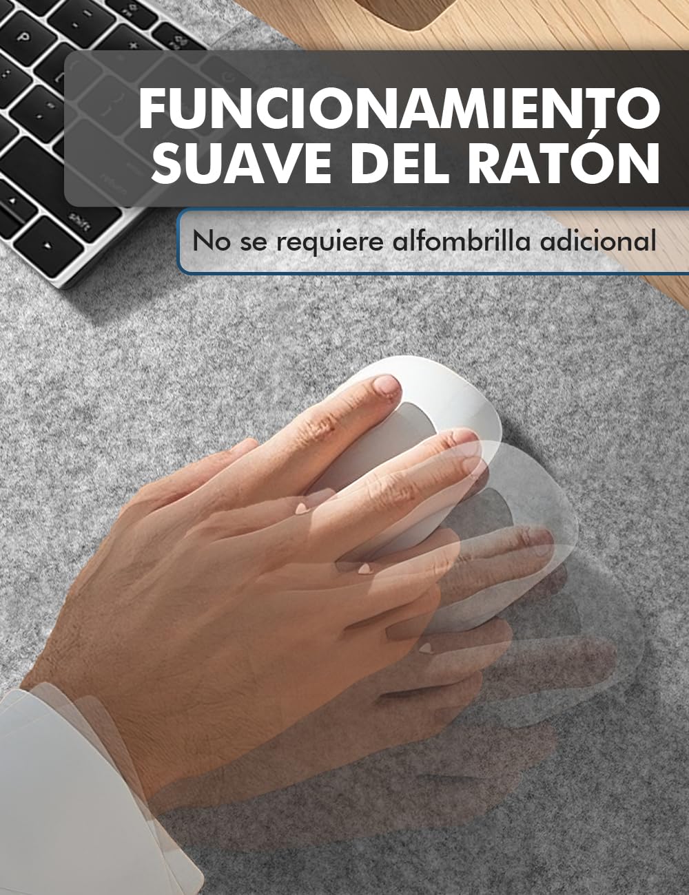shinfly Alfombrilla de Escritorio de Fieltro,Alfombrilla ratón Grandes 80 x 40 cm,Mouse Pad Desk Mat XXL Antideslizante, Protector Escritorio Silencio para Oficina, Alfombrilla Teclado y Raton