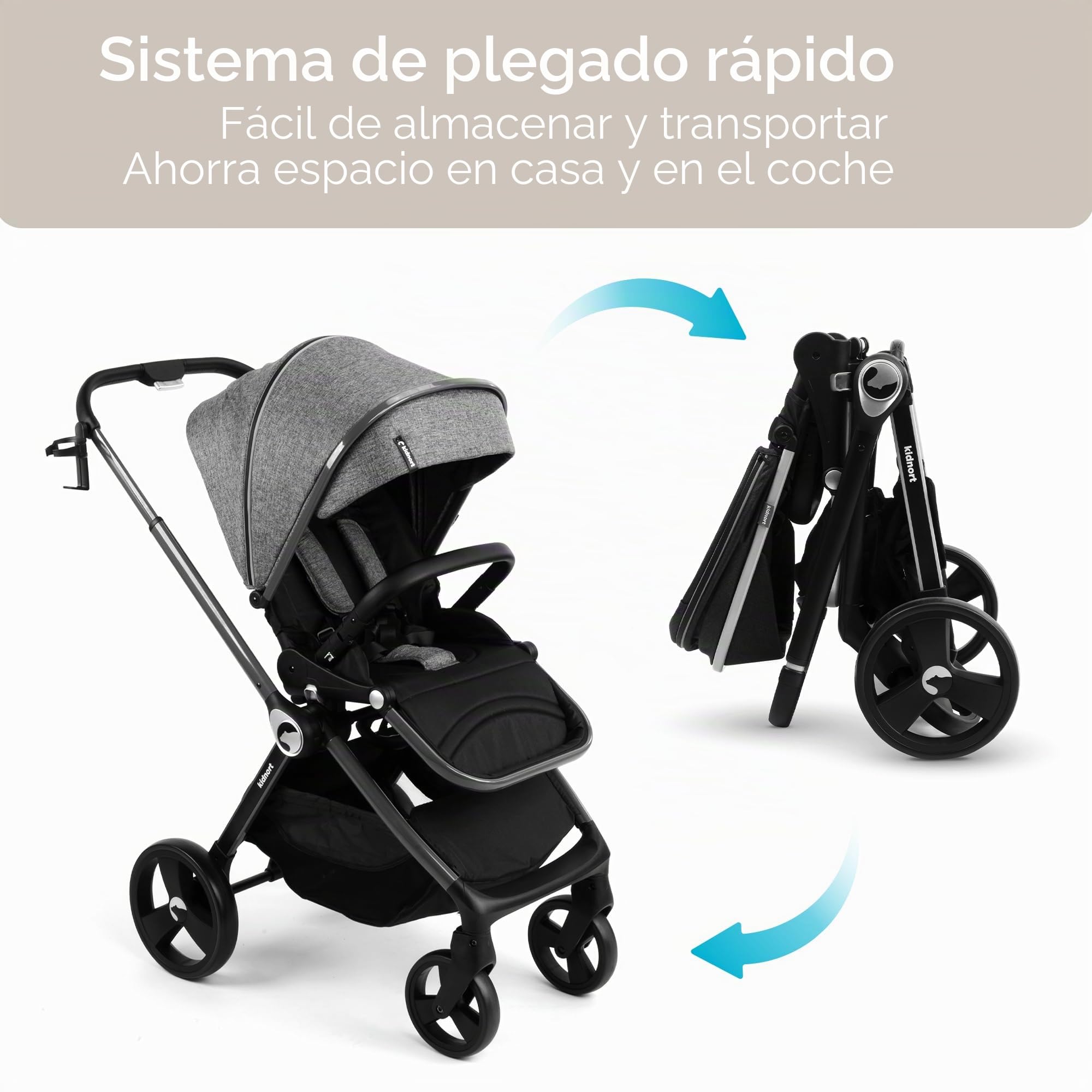 Silla de paseo ajustable hasta 22 kg, color gris