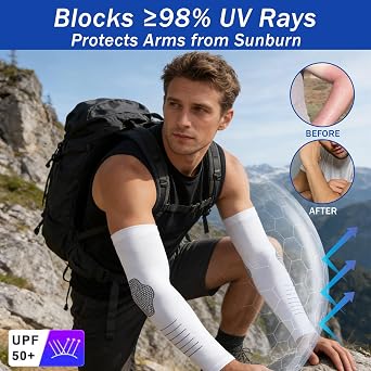 Arm Sleeves, UPF 50+ Cooling Arm Compression Sleeve for Women Men, Sun Protection UV Blocking Arm Protection Sleeves, 4 Pairs Arm Sleeve for Golf Baseball Football Running Cycling Driving