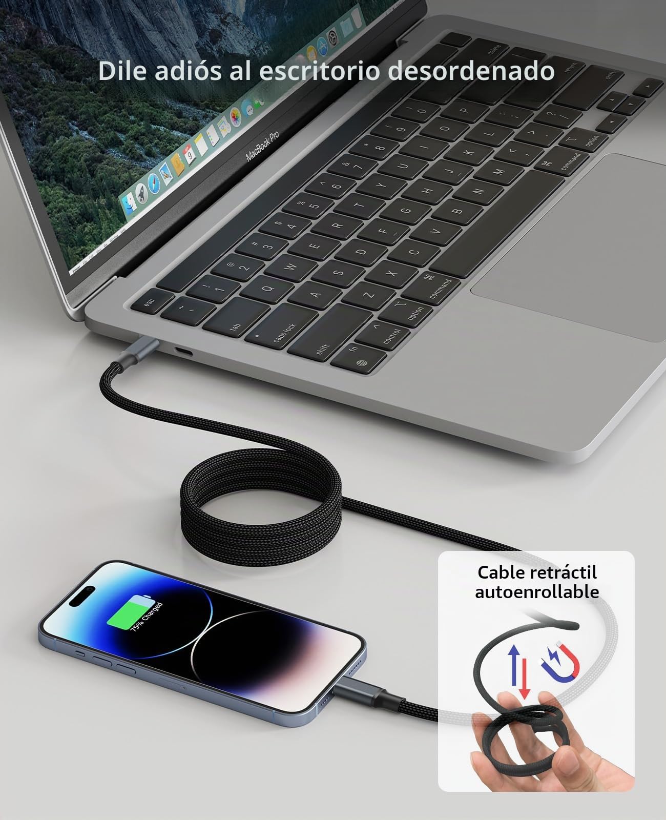 Magtame Cable USB 4 100w, Cable USB magnético de 1.5M, soporte para pantalla 8K@60HZ, 4K@144HZ, transmisión de datos 20gpbs, Cable USB C a USB C