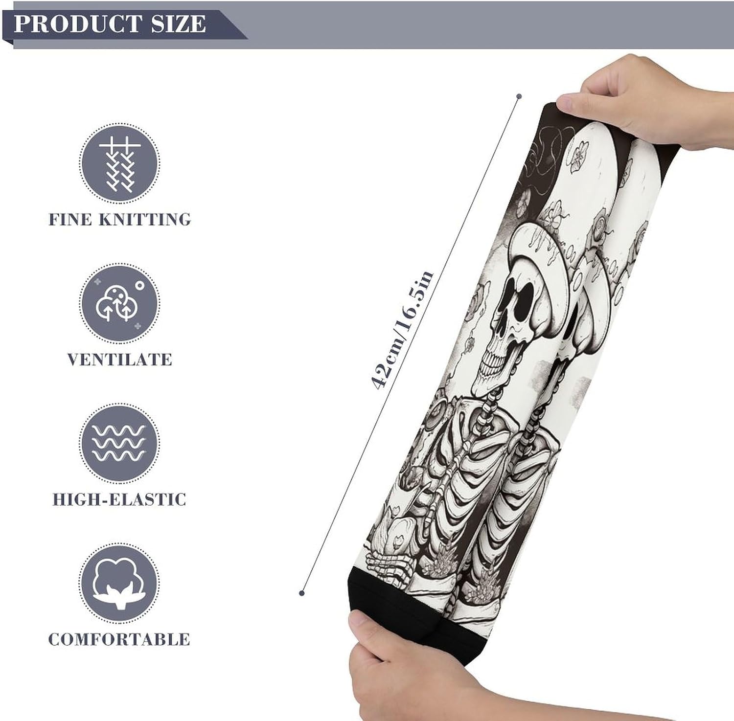 Skeleton Chef Compression Sock Breathable Support Socks Lightweight Knee High Tube Socks for Women Men