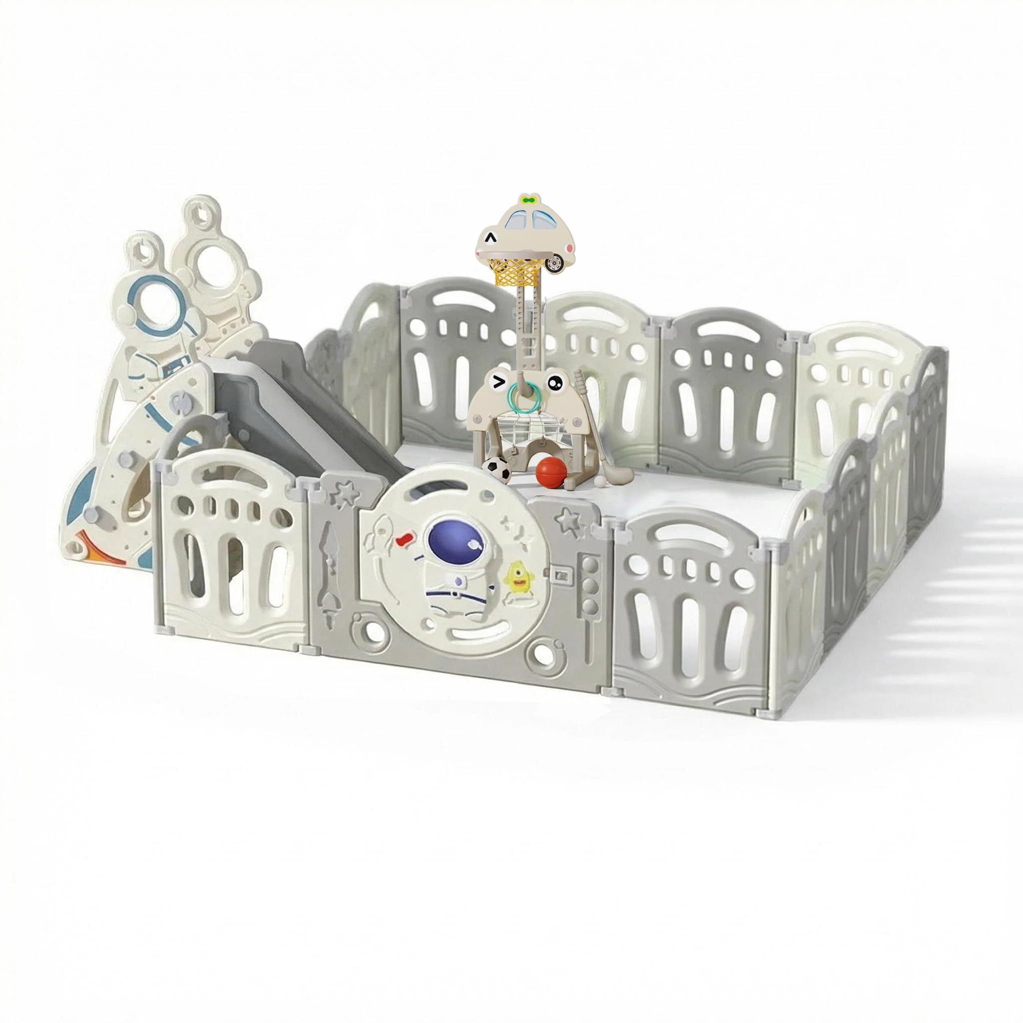 Parque Infantil Bebe, Parque de Juegos para Bebes Plegable Interiores Exteriores, Centro de Actividades Infantiles con Espuma Anticolisión, Corralito Bebe Grande Niños (Y 12+2 Combo)