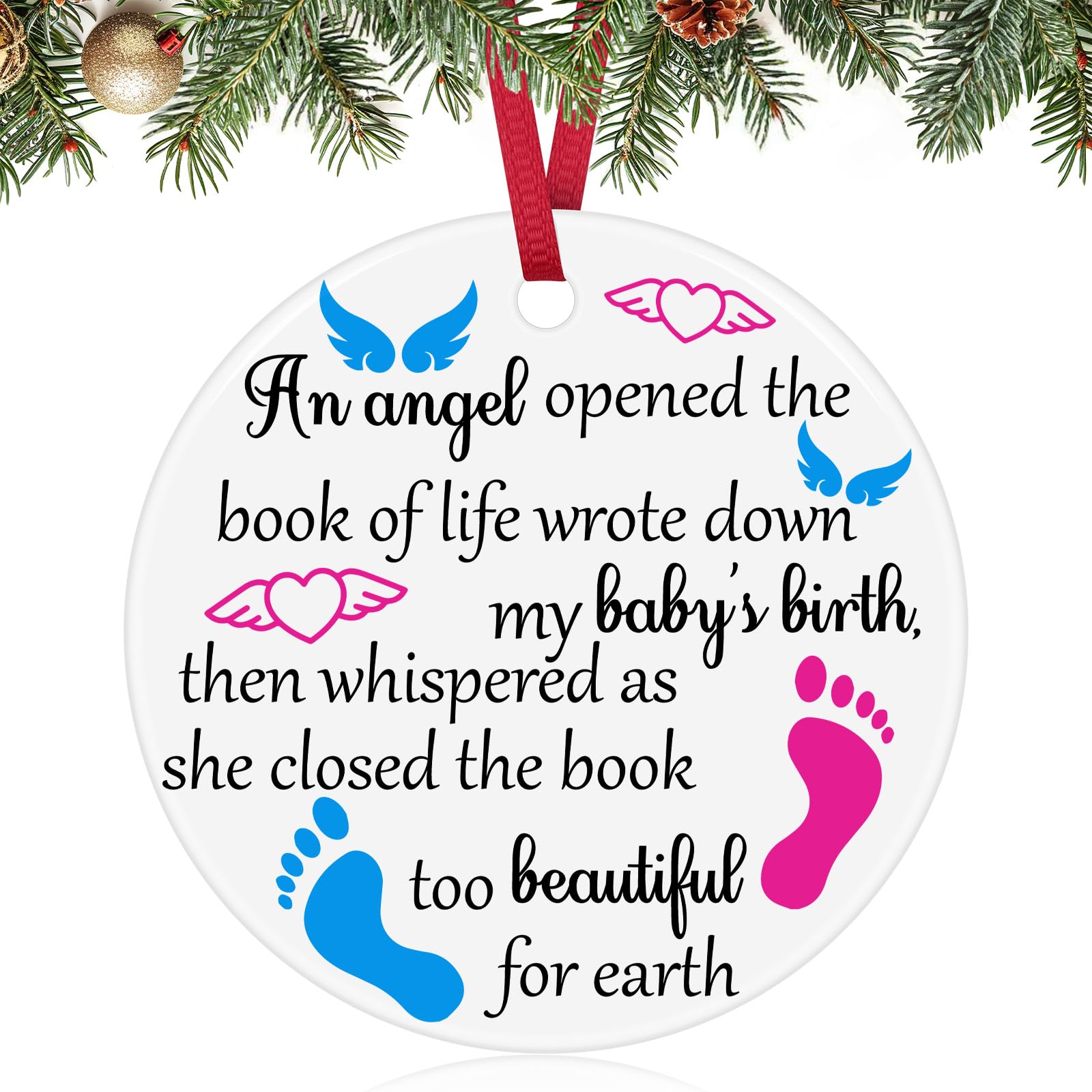 Pregnancy Loss Memorial Ceramic Ornament Miscarriage Sympathy Gifts for Mothers Infant Memorial Gifts Loss of Baby Sympathy Gift Bereavement Gift Condolences Christmas Ornament Keepsake for Mom