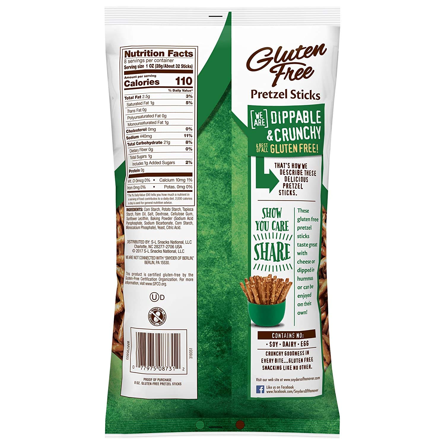 Snyder's of Hanover All Natural Gluten-Free Pretzel Sticks (Pack of 2)