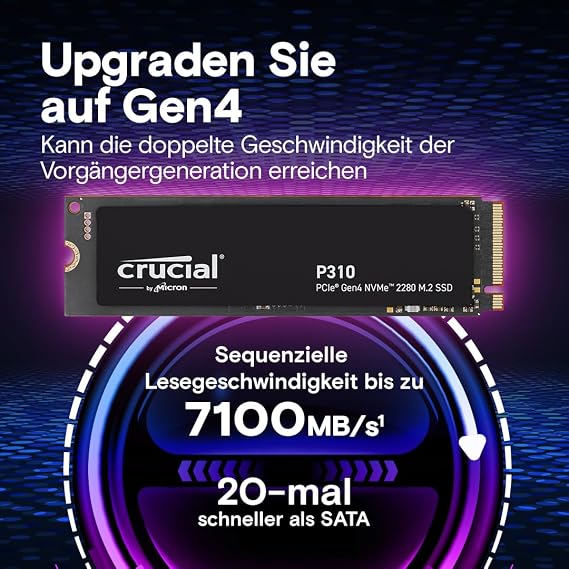 Crucial SSD 1TB M.2 2280 P310 NVMe PCIe Gen4 Internal CT1000P310SSD8