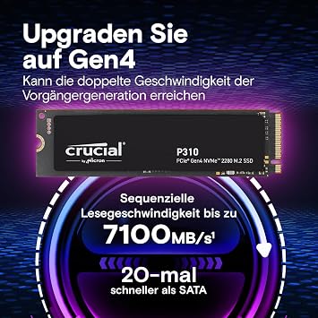 Crucial SSD 1TB M.2 2280 P310 NVMe PCIe Gen4 Internal CT1000P310SSD8