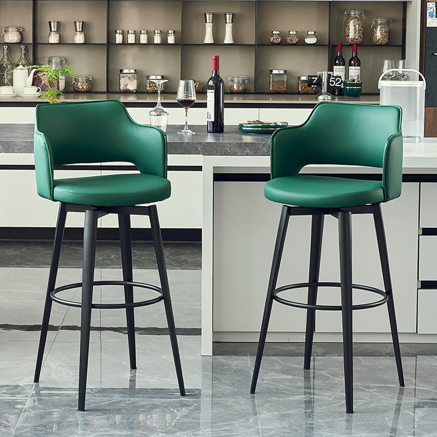 緑色のダイニングチェア 高い背もたれ