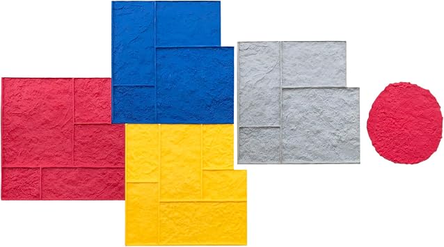 Three Rivers Ashler Concrete Stamp Set by Walttools | Decorative Stone Tile Pattern, Sturdy Polyurethane Texturing Mats, Realistic Limestone Detail 5 piece