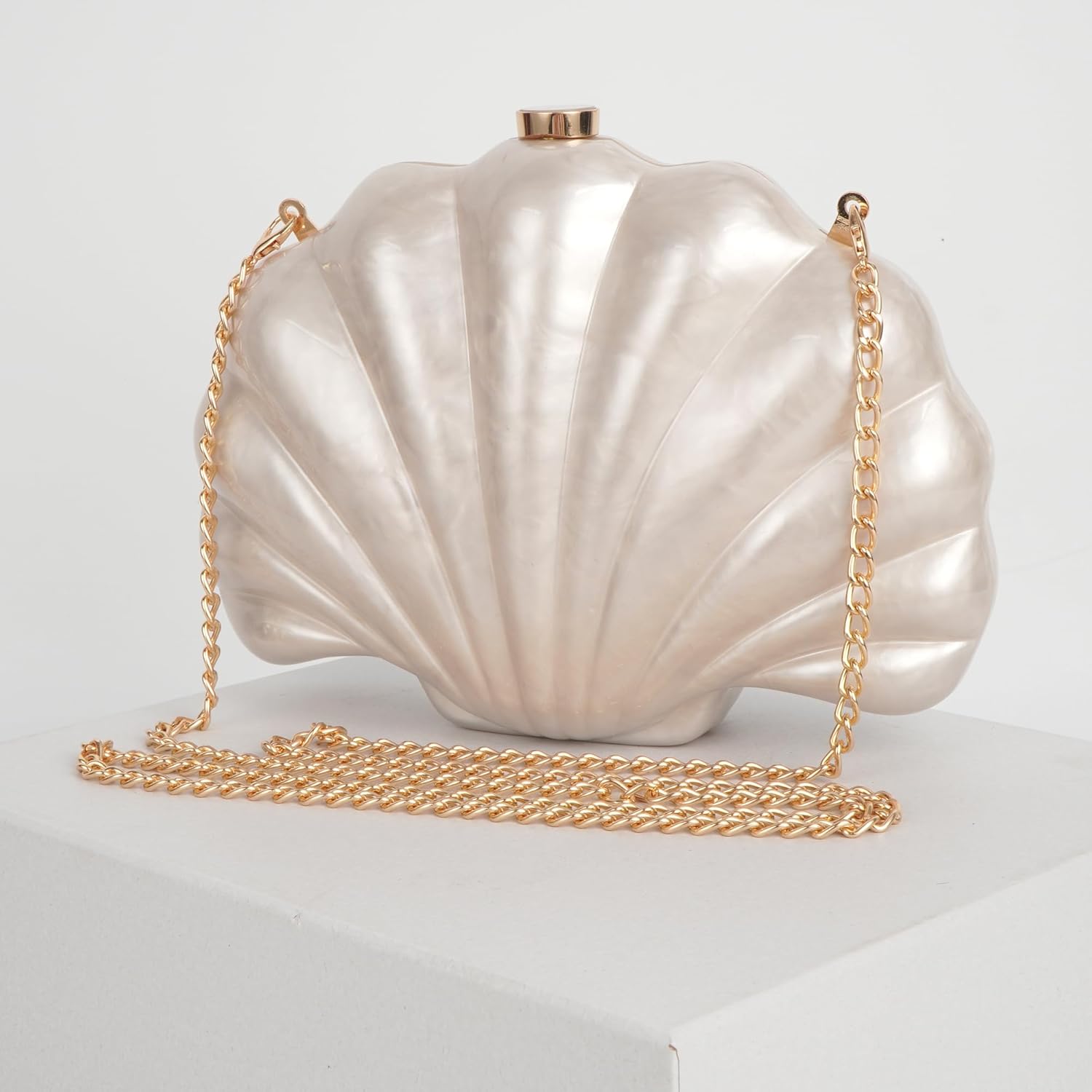 Women Seashell Evening Bag Purse Mermaid Chain Strap Clutch Handbag Shoulder Bag | Seashell, Mermaid, Chain Strap