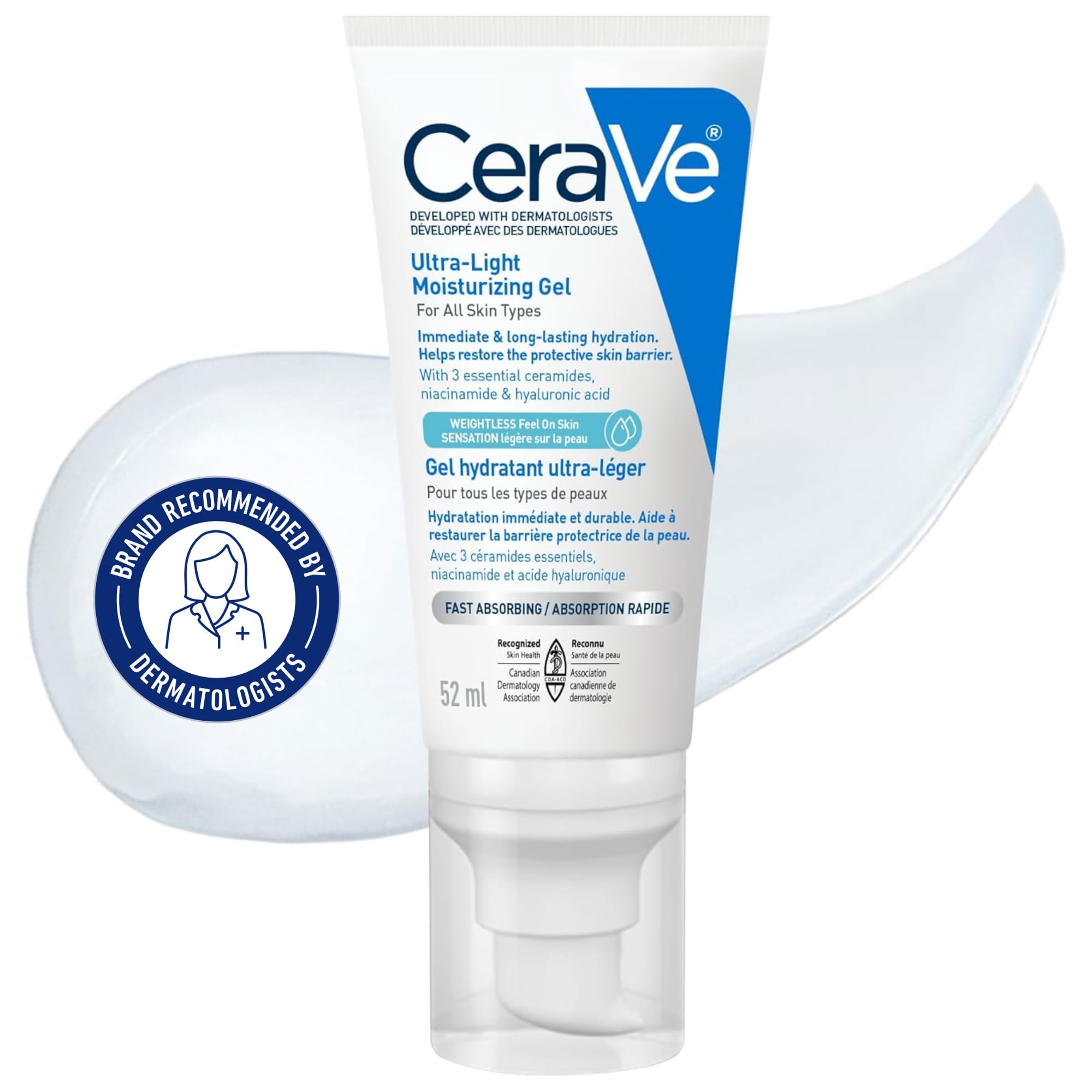 CeraVe Ultra-Light Moisturizing Gel Cream, Lightweight Face