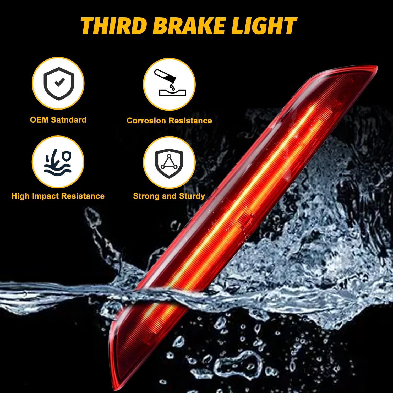 LED Third Brake Light Compatible with 2015-2023 Transit 150 250 350 350HD,Rear Center High Mount 3rd Stop Lamp Replace for BK3Z-13466-C BK3Z-13466-A