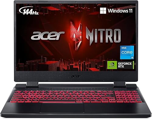 Miniatura 2 de acer Nitro 5 15 Laptop para juegos, 15.6 pulgadas FHD 144Hz, Intel Core i5-12500H 12-Core, GeForce RTX 3050 4GB GDDR6, 32GB DDR4 1TB PCIe SSD,