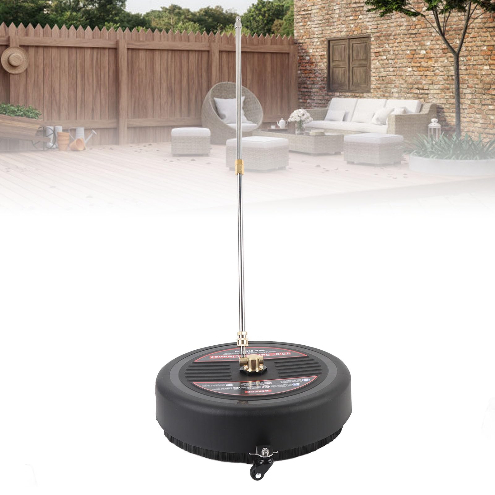 Limpiador de Superficies de Lavadora a Presión, Limpiador de Superficies de Lavadora Eléctrica de Acero Inoxidable de 15,8 Pulgadas, 3600 PSI, de Redondas con 3 Ruedas para Patio de Acera de