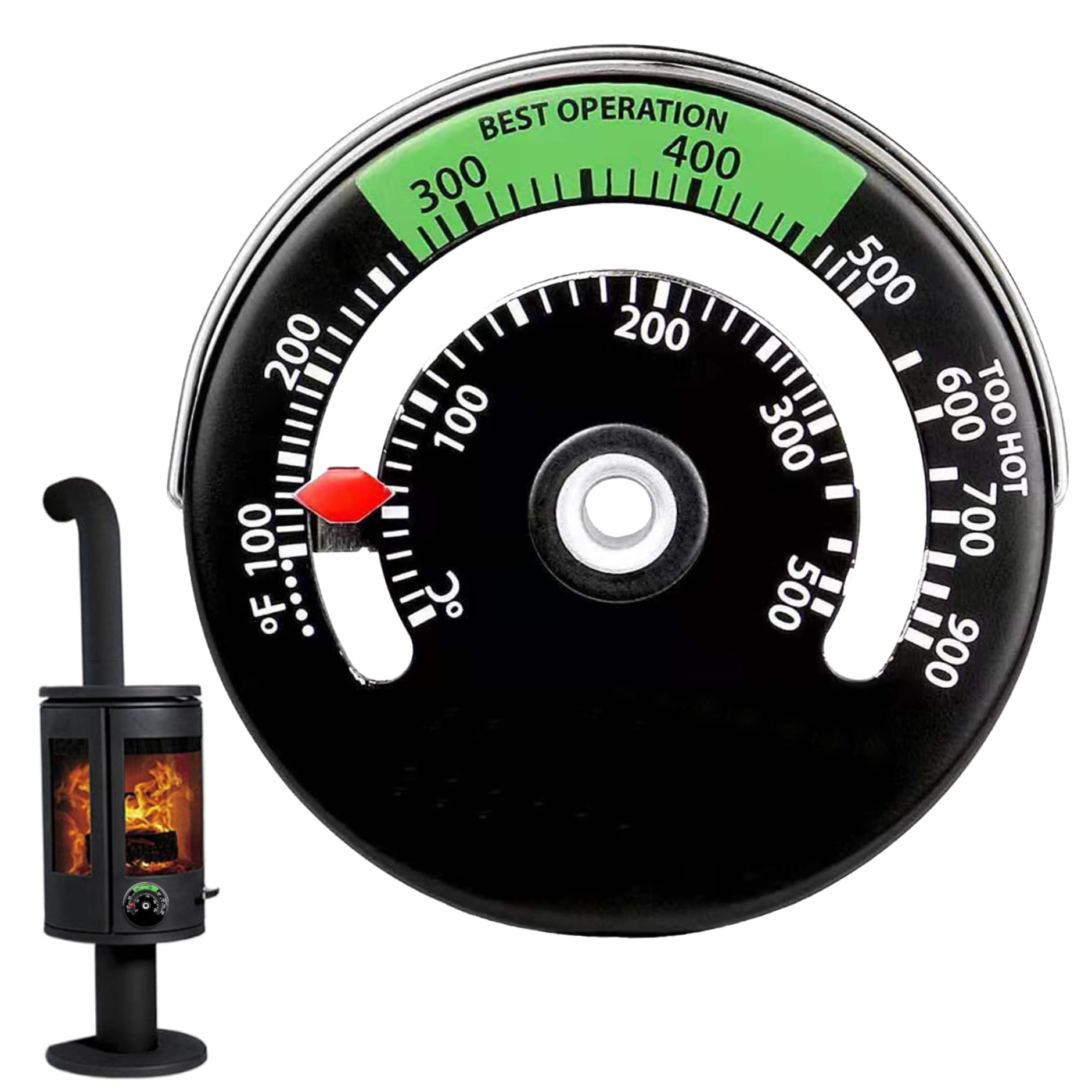 Wood Stove Thermometer, Clear & Accurate Magnetic Fireplace Thermometer Heat Resistant Oven Accessories for Gas, Wood, Pellet Stoves & Fireplaces