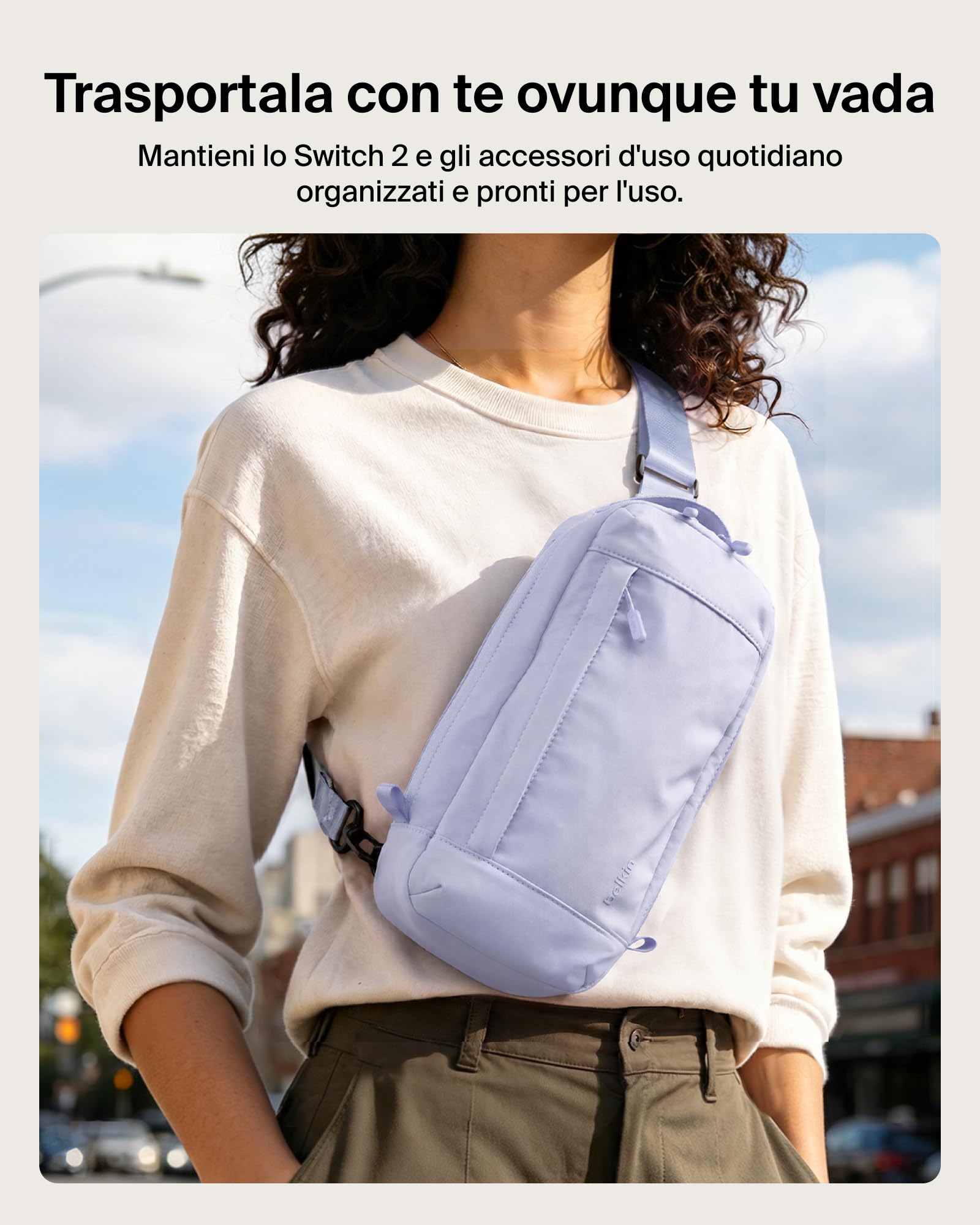 Belkin Gaming Borsa per Nintendo Switch 2 Protettiva da Viaggio - Viola | Borsa Crossbody, Custodia Protettiva da Trasporto per Accessori Console, Interno Morbido, Leggera, 10 Slot per Schede Giochi