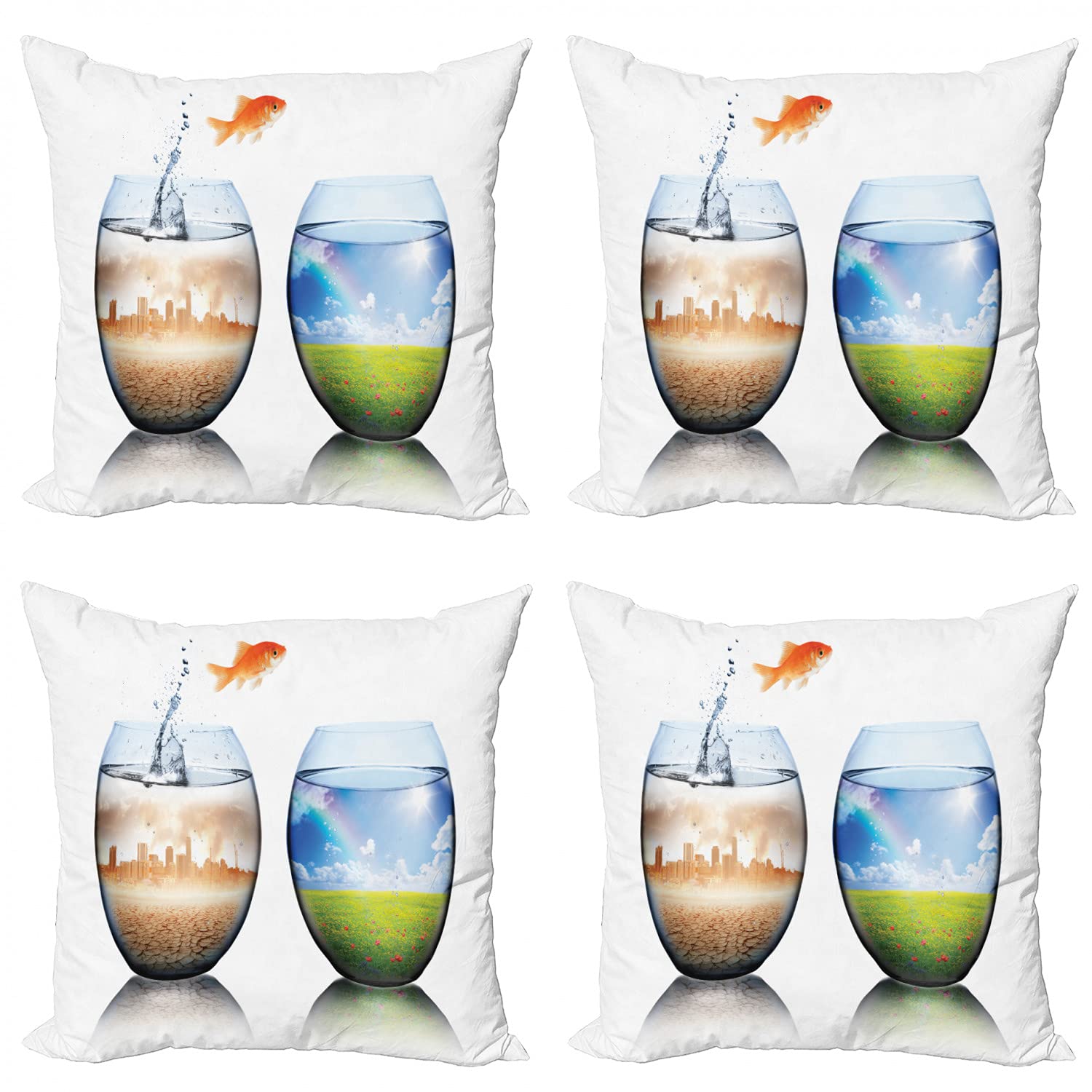 ABAKUHAUS Astratto Federe Cuscini Set di 2, Floral Vibrante Moderna