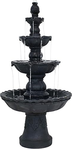 Miniatura 10 de Sunnydaze - Fuente de agua de piña de 52 pulgadas y 4 niveles para exteriores, fuente alta para jardín, patio o patio, tierra Bronceado
