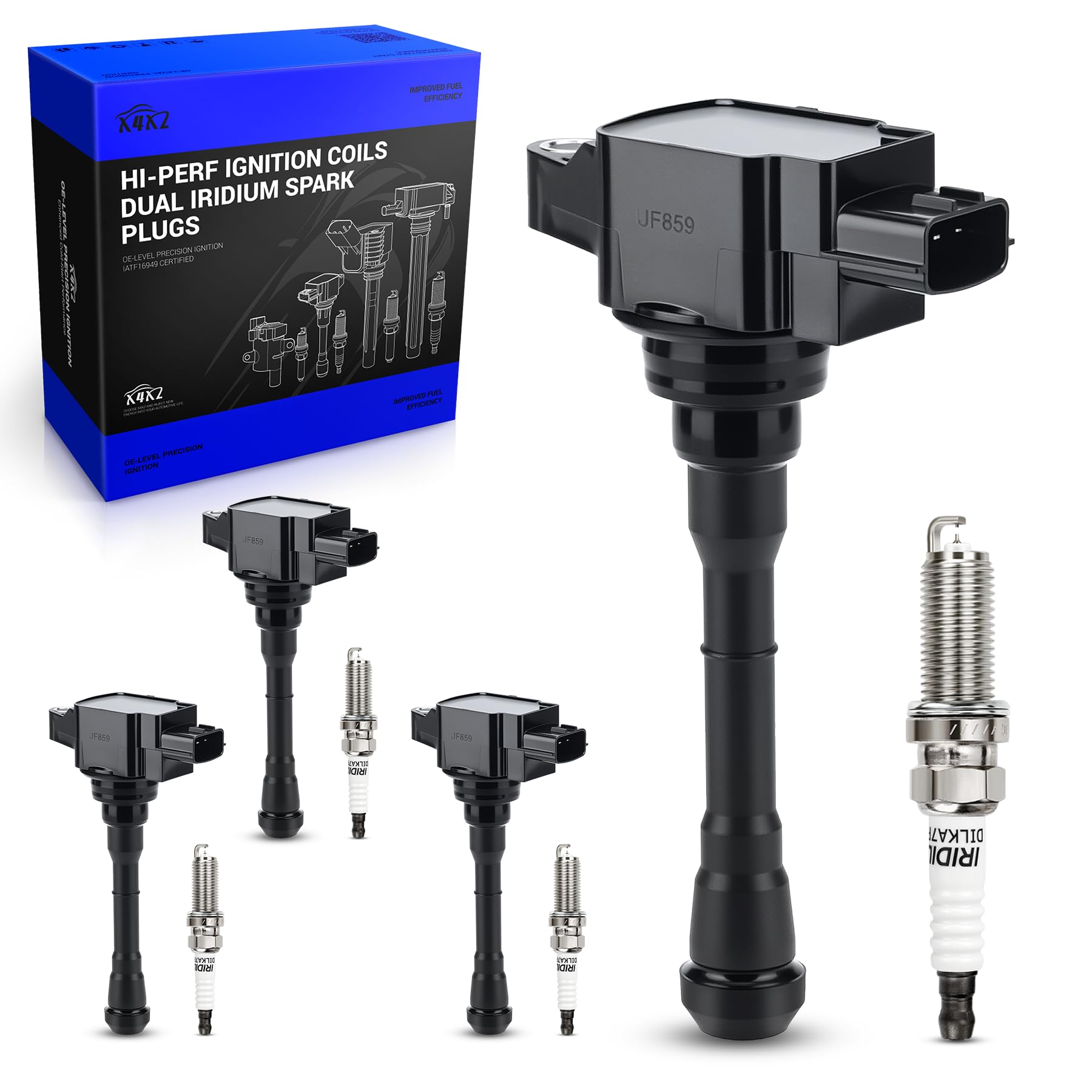 X4XZ UF659 Ignition Coil &amp; 91215 Spark Plug Replaces# C1807, 22448-1KC0A