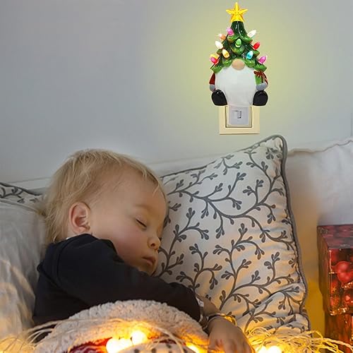 Miniatura 5 de Hausse Luz nocturna de Papá Noel de Navidad, decoración decorativa de cerámica con sombrero de árbol de Navidad, luz nocturna para niños, bombillas