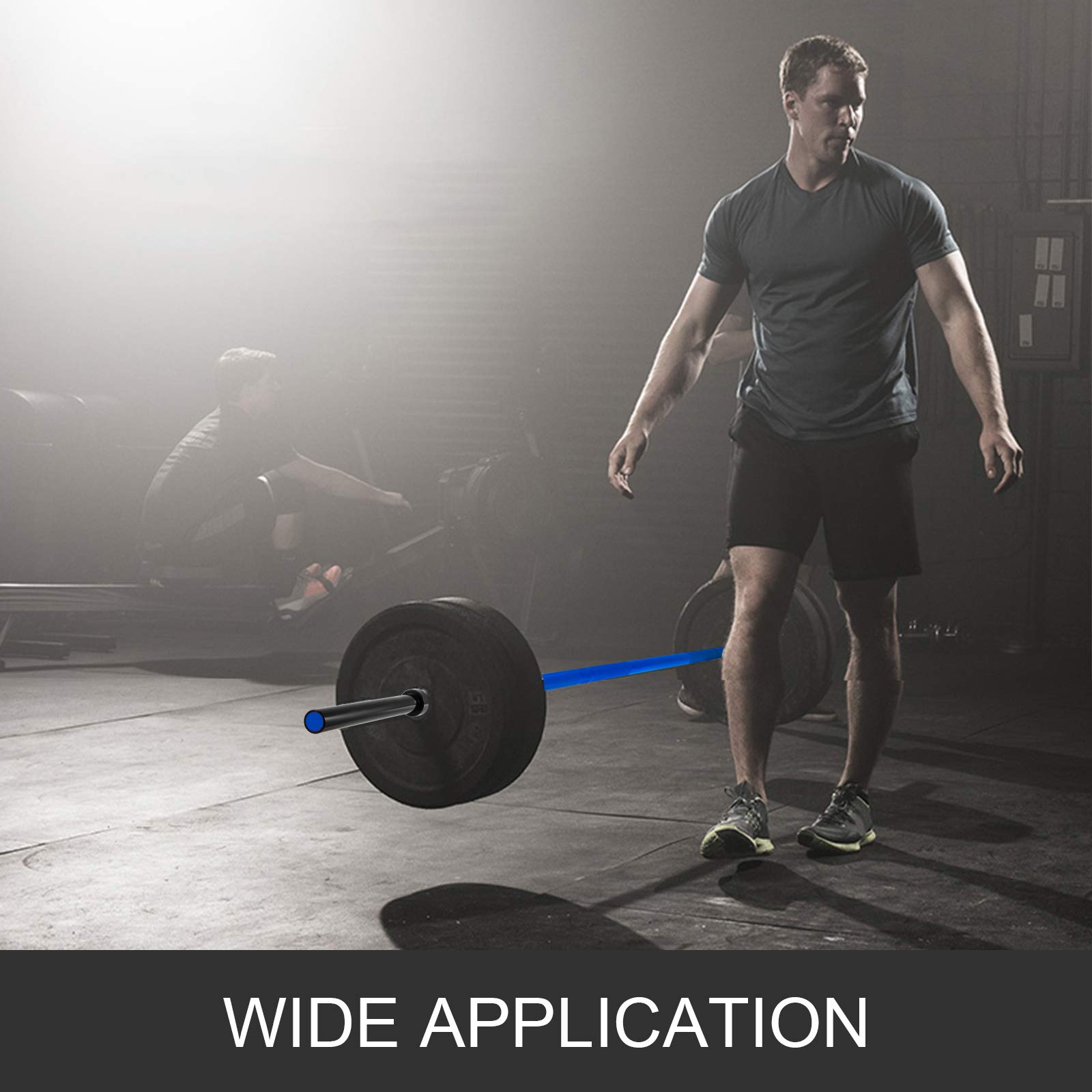 VEVOR 2,2/2 m Olympic Barbell Olympische Langhantel Heben Fitness Training für Gewichtheben Powerlifting Heben Squat Bankdrücken Stange mit Schnallen (2M, Blau)