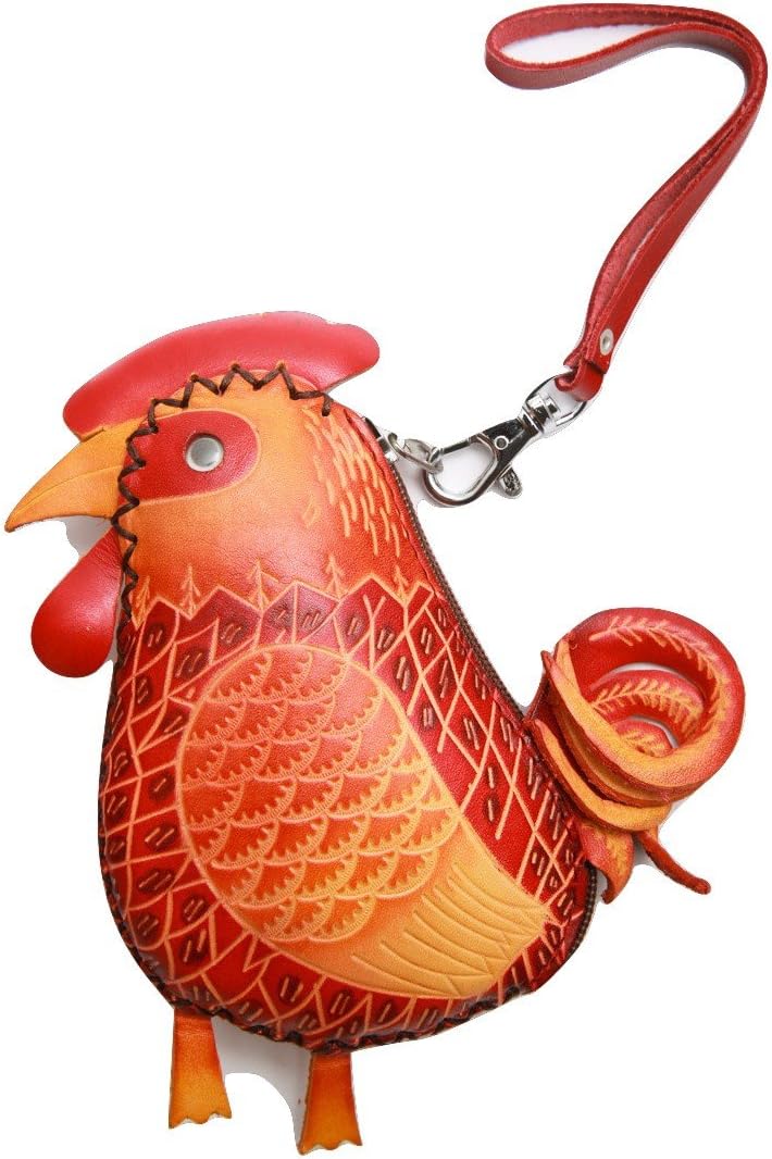 Women's Handmade Leather Chicken Purse One Size Red