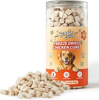 Jungle Calling Freeze-Dried Chicken Treats for Cats & Dogs - 80% Protein Grain-Free Bites, Training Rewards & Food Topper, 10.58oz