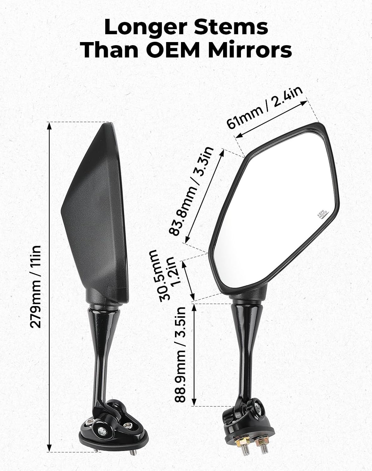 KEMIMOTO Motorcycle CBR 600 CBR600RR Rear View Mirrors Compatible with F4 F4I CBR1000RR CBR300R CBR500R CBR900 CBR919 CBR929 CBR954 VTR1000 GT125R GT250R Side Mirror