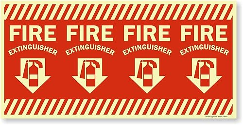 Miniatura 5 de SmartSign Etiqueta envolvente "Extintor de incendios" con flecha hacia abajo  Vinilo laminado de 24 x 12 pulgadas
