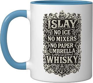 Islay Whisky Serving Suggestion No Ice Cream Ceramic Mug, Blue/White