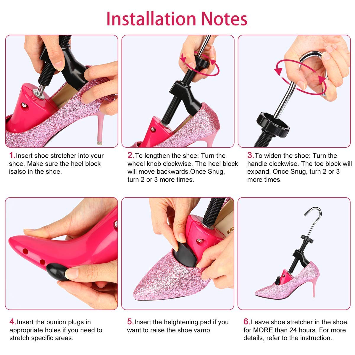JJDPARTS Par de ensanchadores de zapatos Expansor de zapatos de 4 vías Ampliador de árbol de zapatos para pies anchos