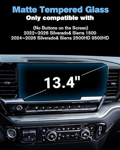 Vista 121 de 1 protector de pantalla de cristal templado brillante de 13.4 pulgadas para Silverado & Sierra 2500HD 3500HD 2022~2026 (sin botones en la pantalla)
