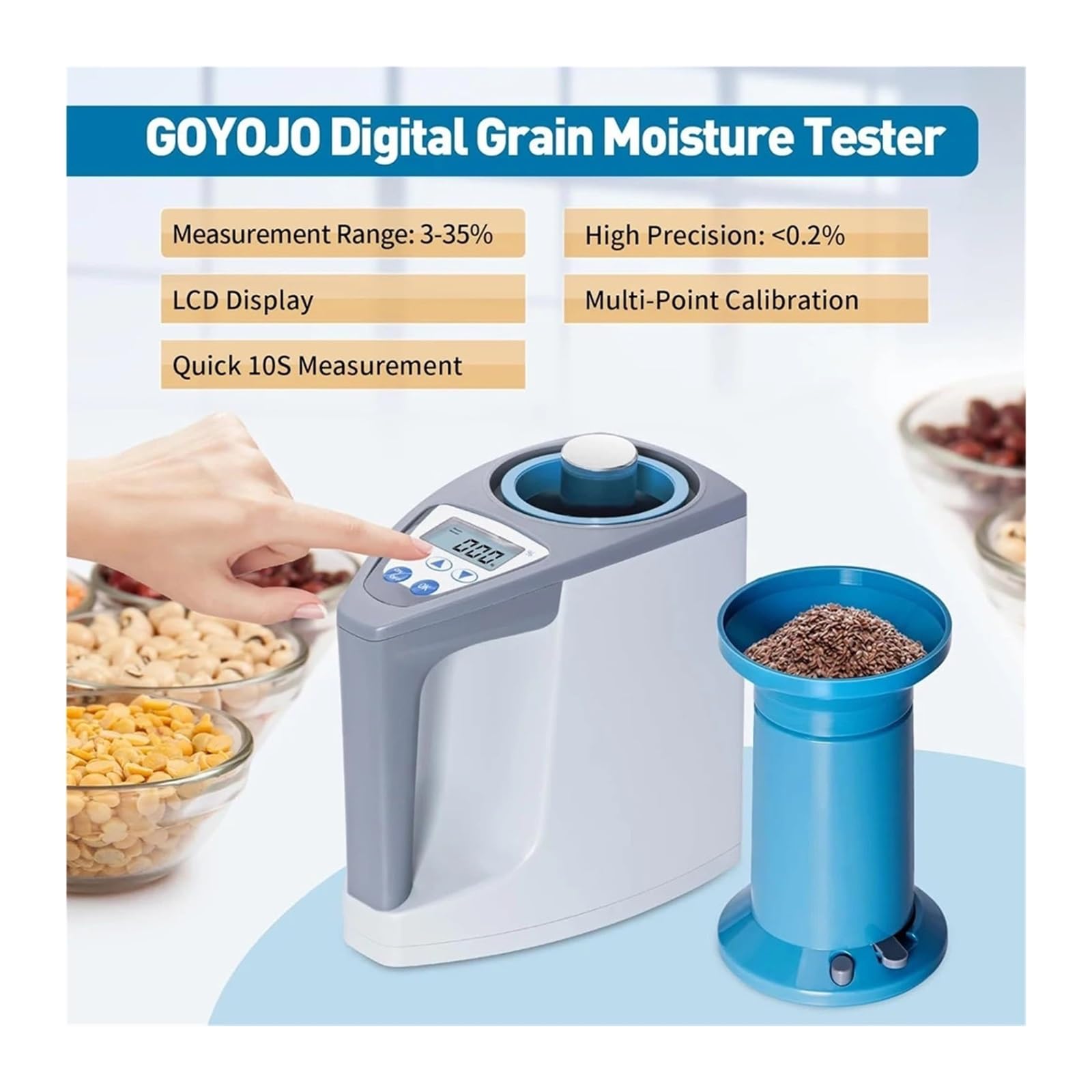 Feuchtigkeitsmesser, Hochpräziser automatischer digitaler Getreidefeuchtigkeitstester LDS-1G Getreide Mais Weizen Feuchtigkeitsmessgerät Meter Tester Detektor
