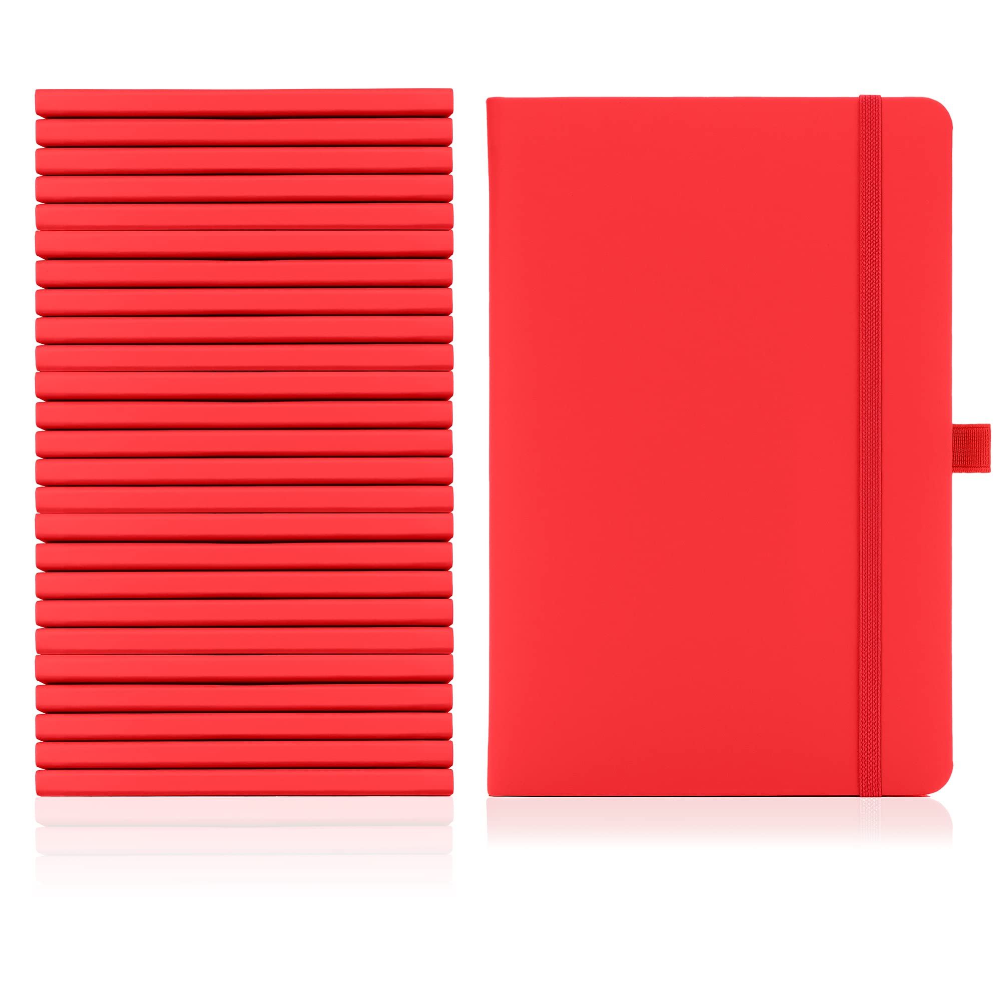 Notes London Notebook Packs 25 x set of A5 Notebook with Lined Pages, Pen Loop and Expandable Paper Pocket Hardback Journal Notepad Note Book Notes Diary Pad (Red) โ image 1