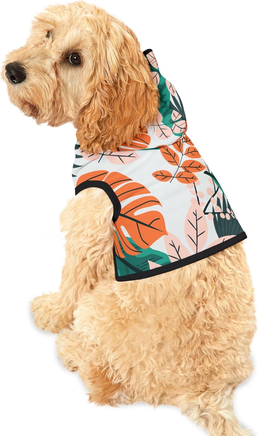 Tropical Leaves Pet Hoodie | Botanical Print Dog Hoodie
