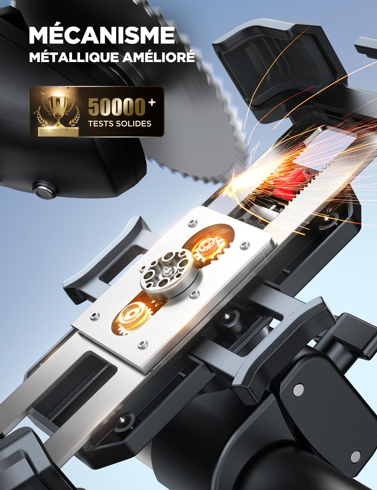JOYROOM Support Telephone Moto-[2024 Tige en Métal][[160 km/h Antichoc] Support Telephone Velo, Universel Guidon Holder pour iPhone 15 Pro Max Samsung S24 Tous Les téléphones 4.7-7"