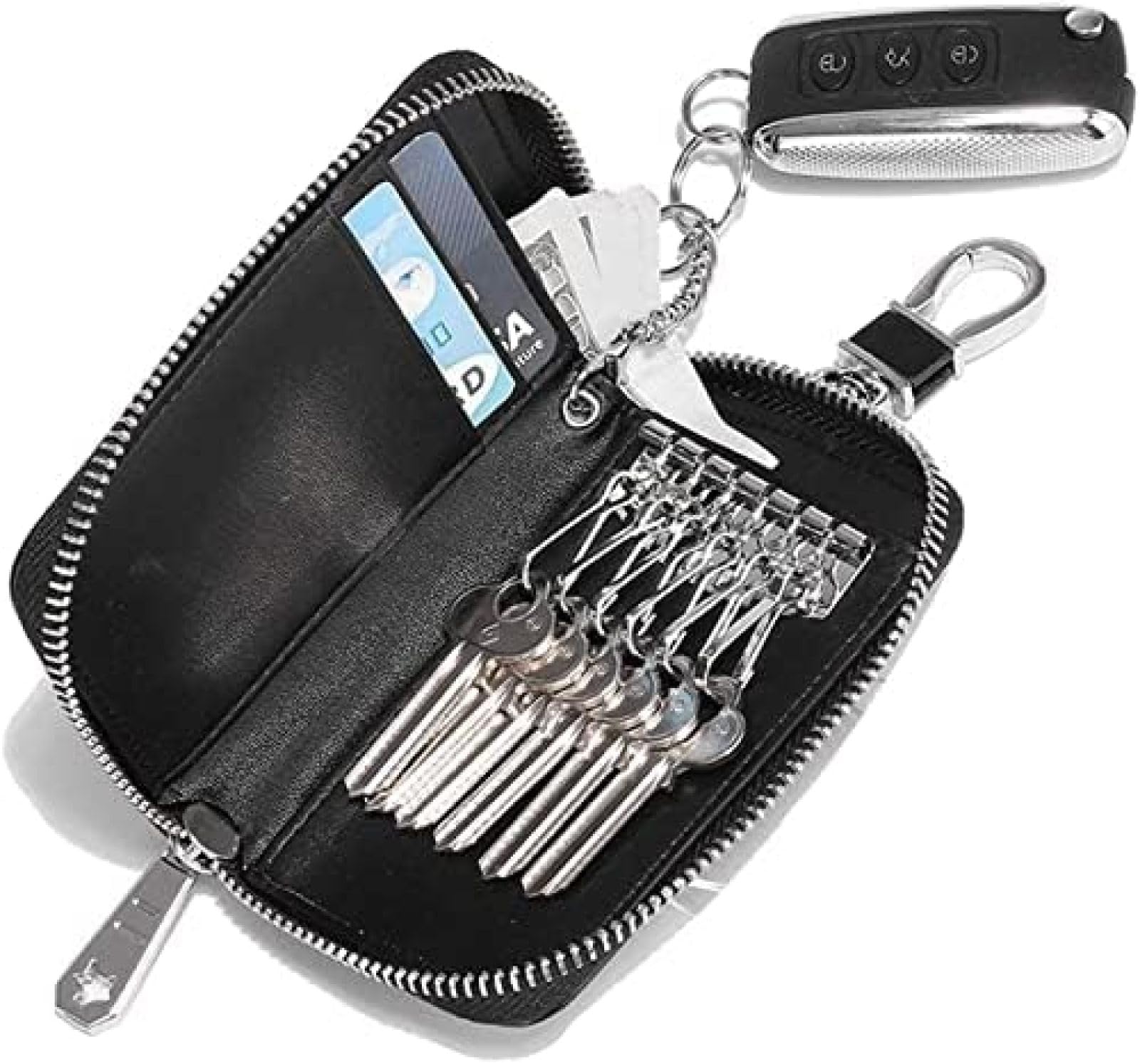 Schlüsseletui, Geldbörse, Autoschlüssel-Taschenhalter, Schlüsseletui, echtes Leder, Autoschlüsseltasche, wasserdicht, tragbar, Schlüssel-Reißverschlusstasche, Kartenhalter, Schlüsselanhänger