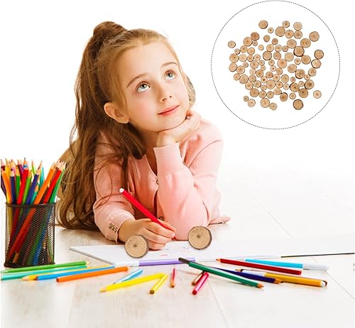 Miniatura 7 de IMIKEYA 100 discos de madera de 0.6-1.2 in, rebanadas de madera sin terminar, para manualidades, rebanadas de madera en blanco para Navidad, boda,