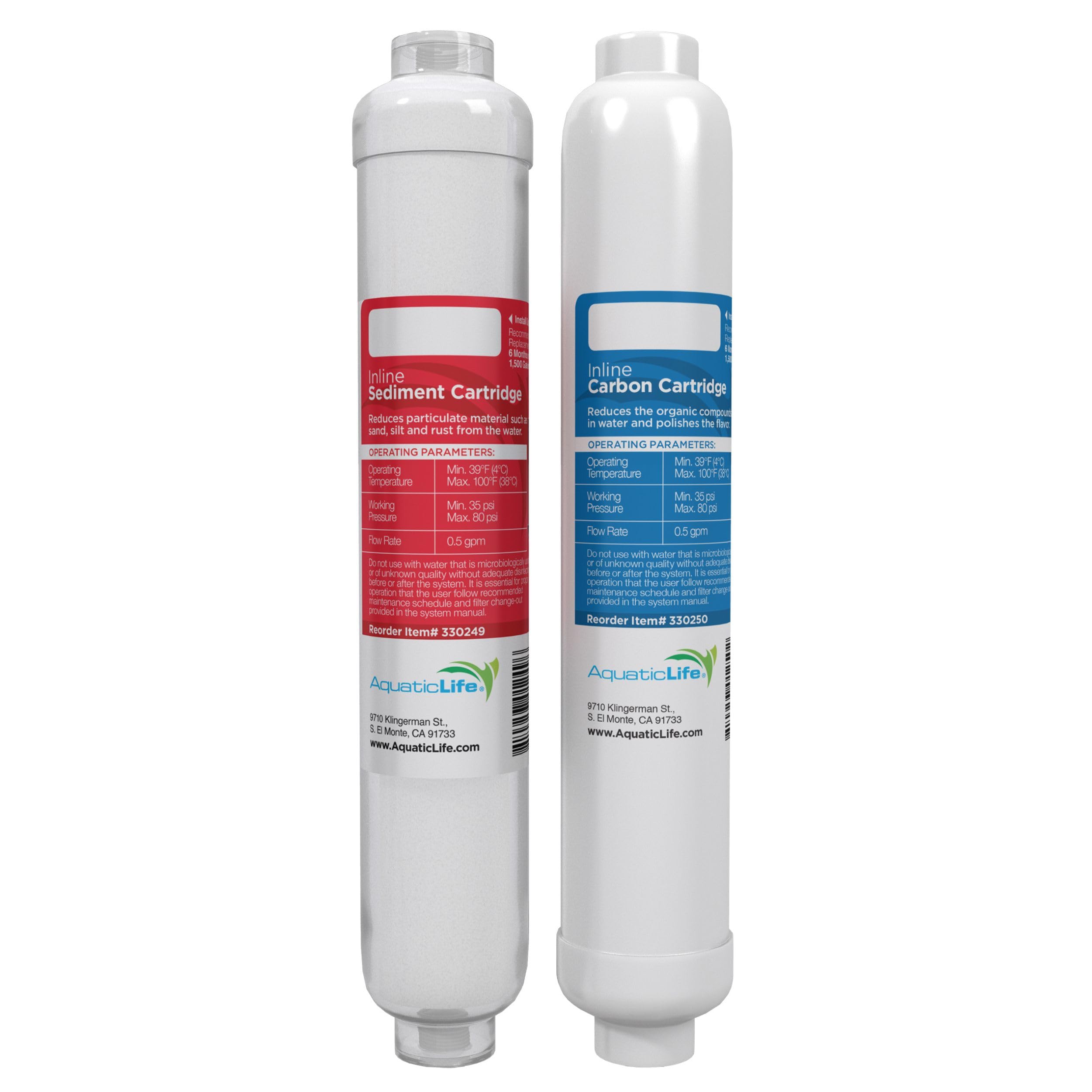 Aquatic Life RO Buddie Reverse Osmosis Aquarium Water Filter Replacement Cartridge - Includes Sediment and Carbon Block Filters for RO/DI System, 2-Pack