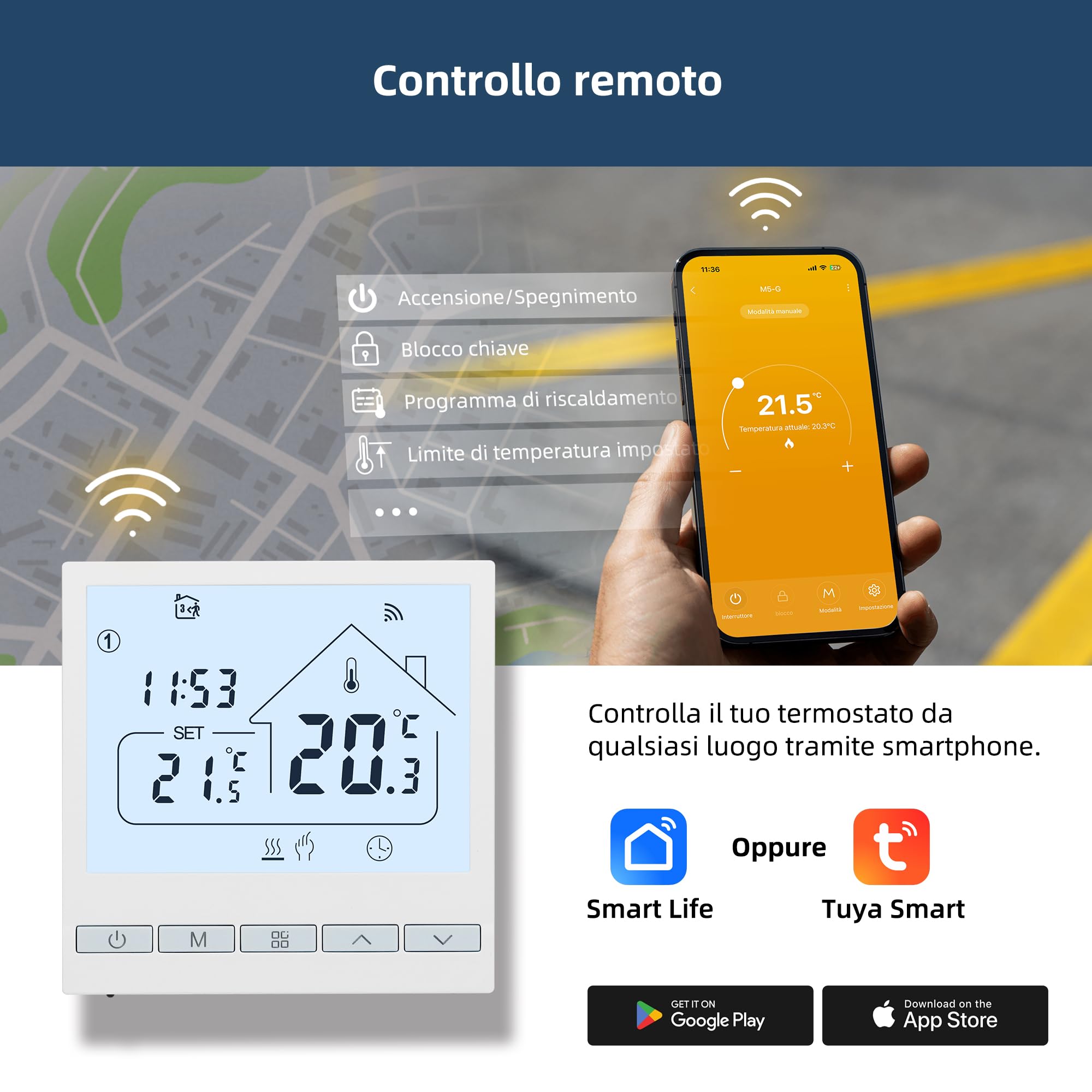 BEOK Termostato wifi per Caldaia,Termostato ambiente tuya Smart digitale Programmabile settimanale,Termostato intelligente con Alxa controllo vocale.cronotermostato wifi domestica .3A TOL47WIFI