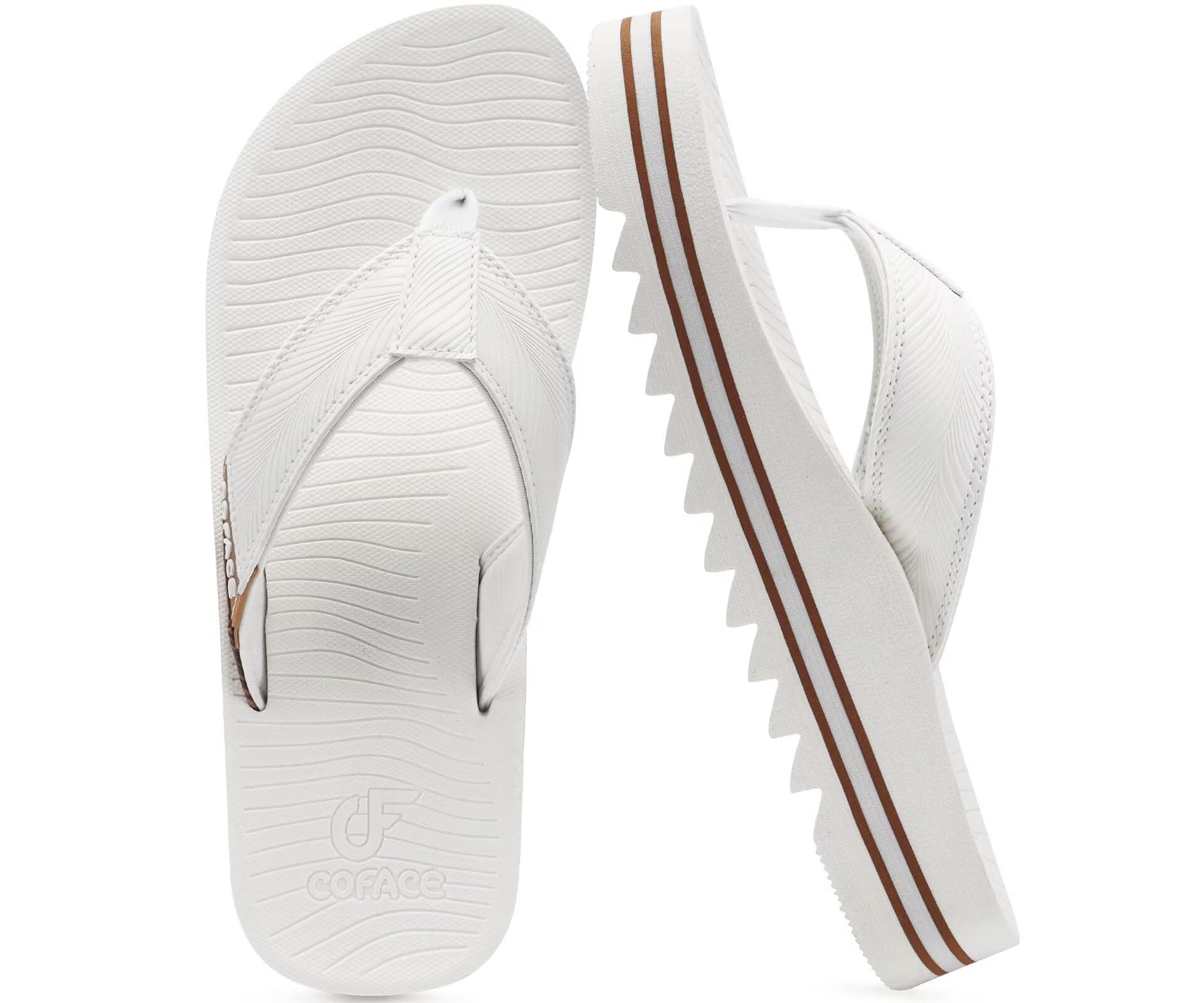 COFACE Mens Arch Support Flip Flops Yoga Mat Comfortable Thick Cushion Recovery Walking Thong Sandals Lightweight Slip On Summer Beach Slippers