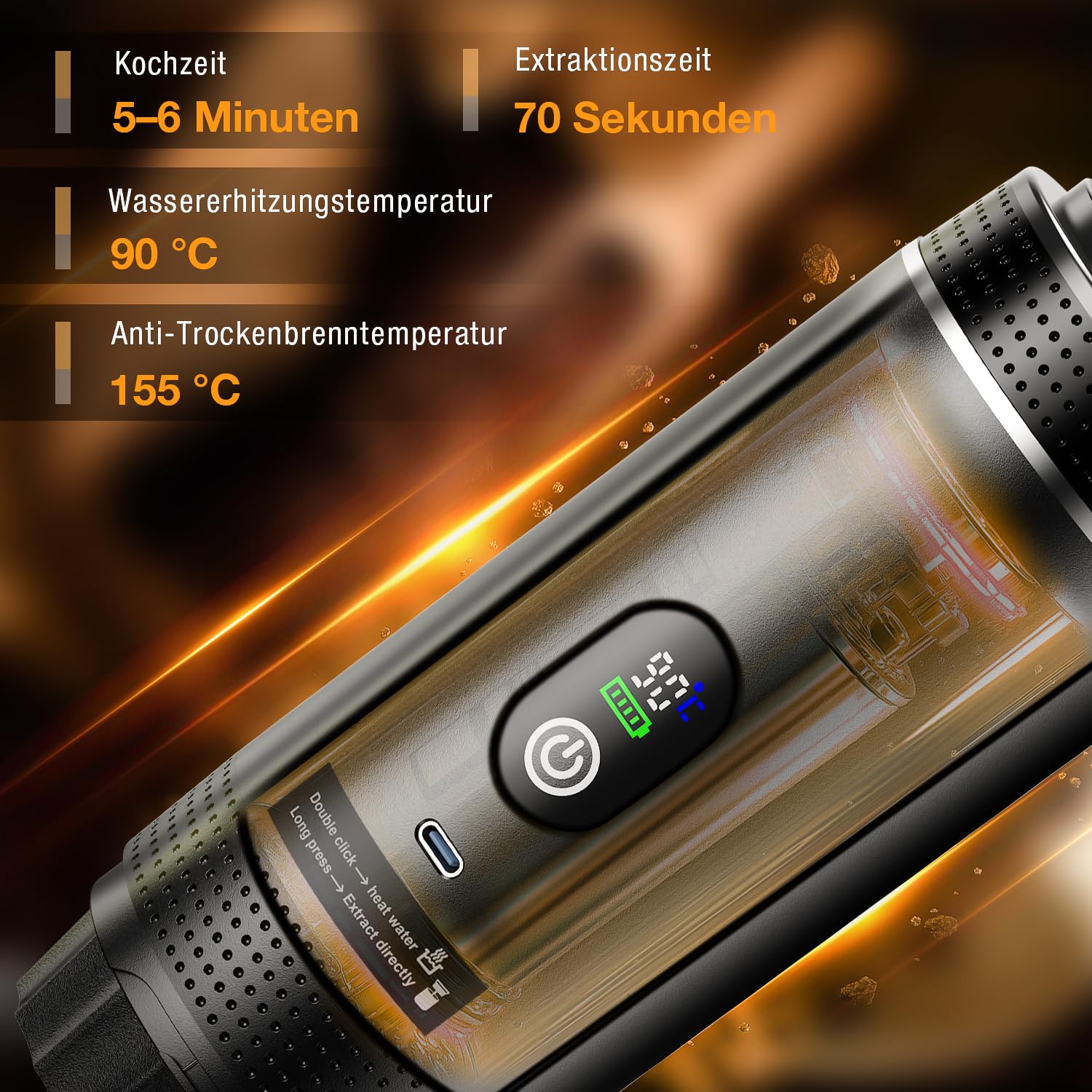 Mini Kaffeemaschine für unterwegs 3 in 1 Akku Espressomaschine mit USB kompatibel mit Kapsel und gemahlenem Kaffee